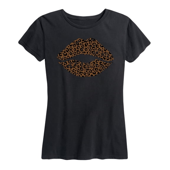Instant Message - Leopard Print Lips - Women's Short Sleeve Graphic T-shirt