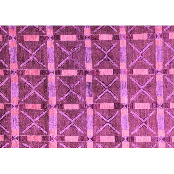 Ahgly Company Indoor Rectangle Oriental Purple Modern Area Rugs, 7' x 10'