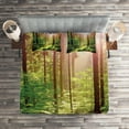 thumbnail image 2 of Ambesonne Forest Quilted Coverlet 3 Pcs, Sunset Moss Woods Trees, King Size, Green Brown, 2 of 2