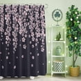 thumbnail image 2 of Shower Curtain, Spring Pink Cherry Blossoms Flower Waterproof Shower Curtain Set with Hooks for Bathroom Showers,Stalls and Bathtubs,60x72In Blossom Floral on Black, 2 of 9