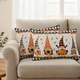 thumbnail image 2 of Thanksgiving Gnomes Outdoor Waterproof Pillow Covers, Fall Sunflower Maple Black Plaid Decorative Rectangle Throw Pillowcase Sofa Cushion Sham for Patio/Couch/Chair, 20"x12" 2 Pack, 2 of 8