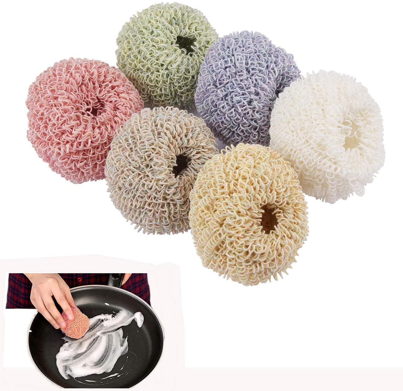 6 Pack NonScratch Plastic Scrubbing Sponges Pads Dish Scrubber Pad for