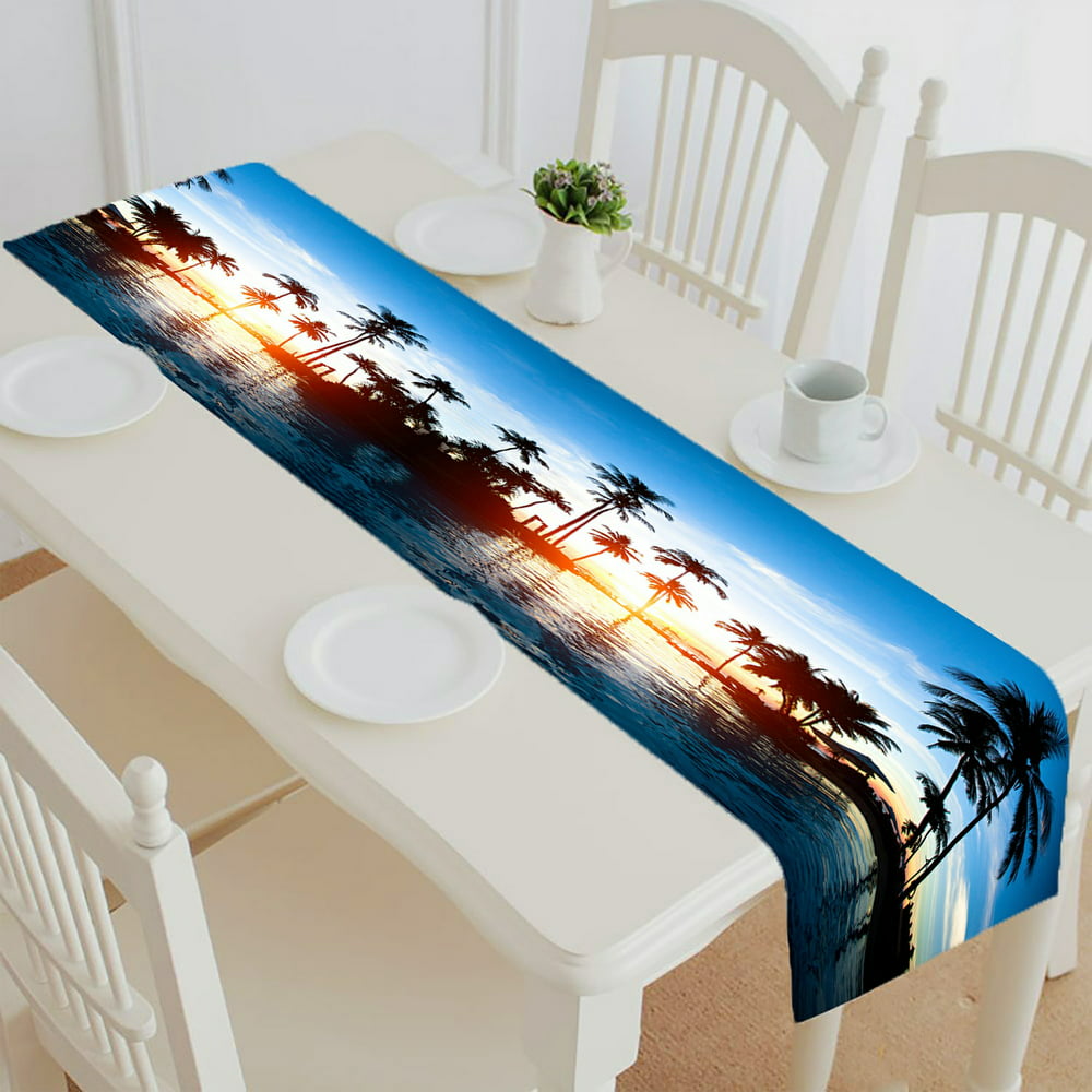 ABPHQTO Beautiful Sunset At A Beach Resort In The Tropics Table Runner ...
