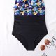 thumbnail image 4 of Traje de baño de una pieza para mujer, traje de baño fruncido con cuello en V y Espalda descubierta, estampado Floral, para nadar en verano, flor azul XXL, 4 of 6