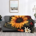 thumbnail image 2 of Yiaed Sunflower Floral Butterfly Print Blanket Throw Blanket Soft Cozy Flannel Blanket for Home Bed Sofa Couch Chair-40"x30", 2 of 6