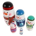 thumbnail image 3 of Muñecas rusas de madera de 5 capas, muñeco de nieve de invierno, decoración para niños, juguete pintado a mano, muñecas apilables de madera para fiesta de cumpleaños, decoración del hogar, 3 of 7