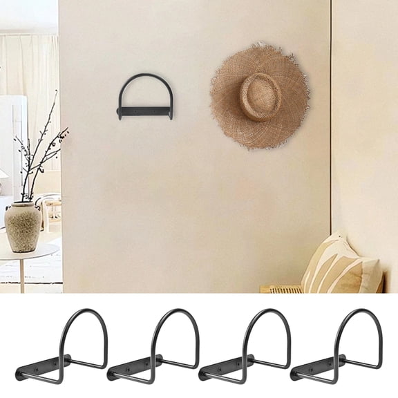 Yesbay Wall Mount Cowboy Hat Rack Semicircular Design Simple Installation Baseball Hat Hook Wide Brim Cap Display Rack