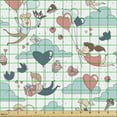 thumbnail image 2 of Ambesonne Valentine's Day Fabric by the Yard Upholstery, Love over Clouds, 10 Yards, Blush and Pale Cadet Blue, 2 of 5