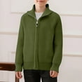 thumbnail image 2 of DxhmoneyHX Boys Sweater Fashion Solid Full Zip up Jacket Ribbed Knit Mock Neck Soft Comfy Warm Long Sleeve Going Out Tops Cardigan Sweaters Size 7 Years, 2 of 8