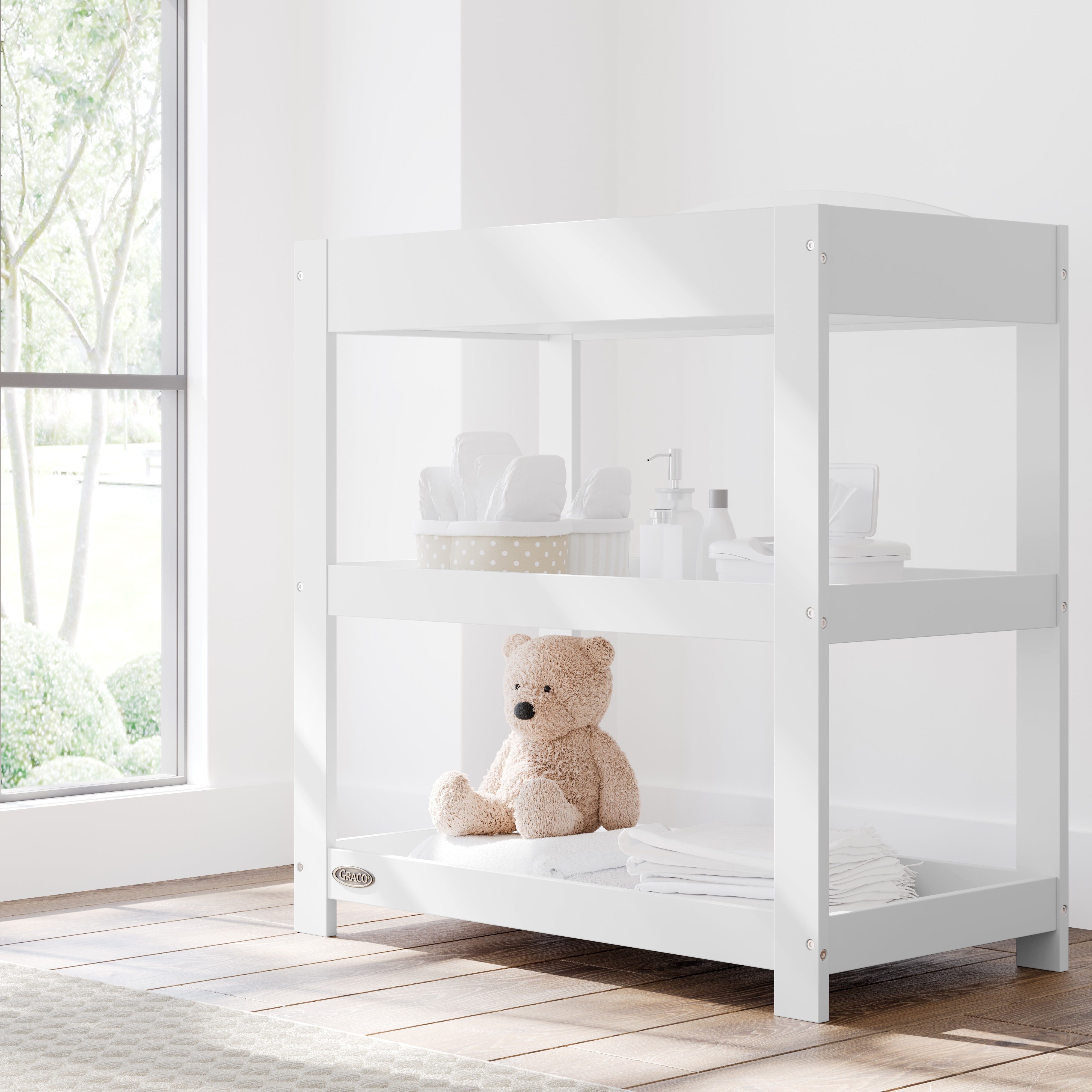 Graco Customizable Infant Changing Table with Changing Pad, White