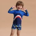 thumbnail image 3 of GYRATEDREAM Boys Two Piece Rash Guard Swimsuits Long Sleeve Rash Guard and Swim Trunks Outfit Set Toddler to Little Kid,Size 6-7 Years, 3 of 7