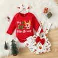 thumbnail image 3 of Douhoow My 1st Christmas Baby Girls Clothes,Elk Print Long Sleeve Romper+Suspender Shorts, 3 of 9