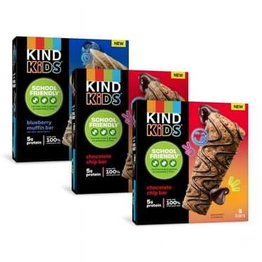Kind Kids School Friendly Blueberry Muffin And Chocolate Chip Oat Bars Variety Pack, Tree Nut And Peanut Free, Gluten Free, Made With Whole Grain Oats, 5G Protein, 15 Count