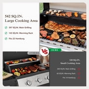 Alpha Joy 4-Burner Propane Gas BBQ Grill with Side Burner and Wheels 542 SQ.IN. Cooking Space, Blue
