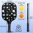 thumbnail image 4 of Pickleball Paddles Set Of 2, Fiberglass Surface, Vintage Floral Print, 4 Balls & Bag, 4 of 5