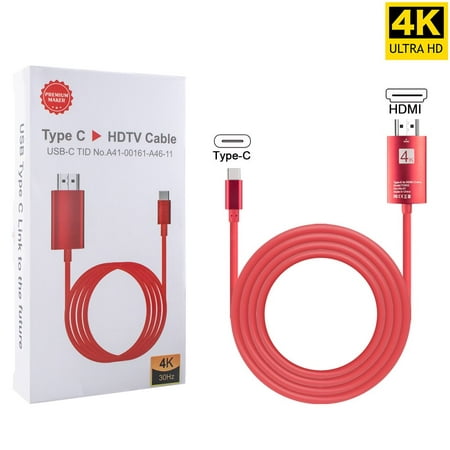 GoldCherry USB-C Type C to 4K HDMI HDTV Adapter Cable For Samsung Galaxy S8 S9 Macbook(Red)