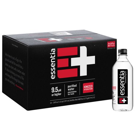 - Essentia Water; 20-oz. Bottles; Case of 24; Ionized Alkaline Bottled Water; Electrolyte Infused for Smooth Taste; pH 9.5 or Higher; 99.9-Percent Pure, Overachieving H2O for the Doers and Believers