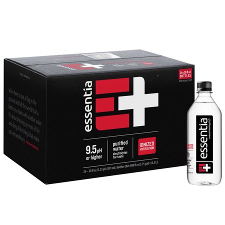 Essentia Water; 20-oz. Bottles; Case of 24; Ionized Alkaline Bottled Water; Electrolyte Infused for Smooth Taste; pH 9.5 or Higher; 99.9-Percent Pure, Overachieving H2O for the Doers and (Best Alkaline Bottled Water)