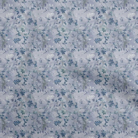 oneOone Cotton Jersey Medium Blue Fabric Asian-Tie & Dye-Floral Quilting Supplies Print Sewing Fabric By The Yard 58 Inch Wide