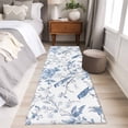 thumbnail image 5 of 2x6 Kitchen Runner Rug, White Blue Spring Floral Non-Skid Rubber Backing Large Rectangle Rugs - Living Room Bedroom Home Office, Summer Birds Botanical Indoor Floor Mat Carpets Washable Rug, 5 of 9