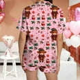 thumbnail image 4 of Womens Pajamas Trendy Cow Print Short Sleeve Button Down Shirt And Shorts Womens Sleepwear,Pink,S, 4 of 5