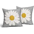 thumbnail image 4 of Yellow White Daisy Pillow Covers 18x18 Inch Spring Summer Gray Colored Decorative Throw Pillow Case Floral Cushion Cover Set of 2 Home Decor for Bedroom Sofa Living Room Couch Chair Outdoor, 4 of 6