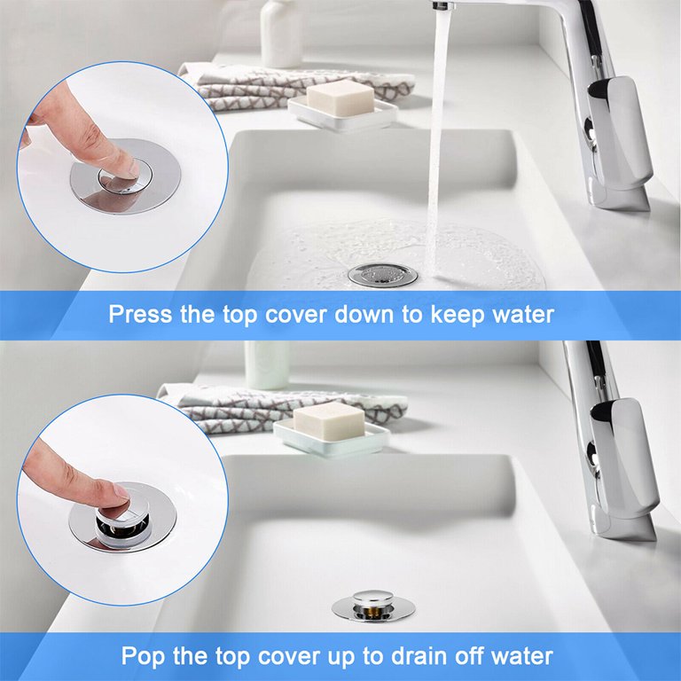 Universal Spring Core Sink Stopper for 1.46-1.61in Drain Holes, Stainless  Steel Bathroom Sink Drain Strainer ​With Strainer 
