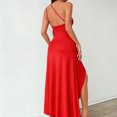 thumbnail image 4 of Pisexur Robes de Cocktail pour Femmes Mode à une Épaule Plissée Fendue Robe d'Invitée de Mariage Couleur Unie Robes de Soirée pour Femmes Formelles Mode Sans Manches Fente Haute Robe Maxi TP-L Rouge, 4 of 8