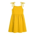 thumbnail image 6 of BRGZLK Little Girls Dress Toddler Summer Fashion Cute Solid Color Casual Ruffle Halter Sleeveless Bowknot Sundress with Pocket for Birthday Party Yellow 11-12 Years, 6 of 8
