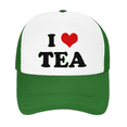 thumbnail image 2 of I Heart Tea Love Food Funny Trucker Hat Mesh Cap Unisex Green, 2 of 5