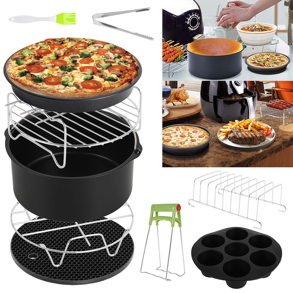 10pcs Air Fryer Accessories Set Chips Baking Basket Pizza Pan Home Kitchen Tool 