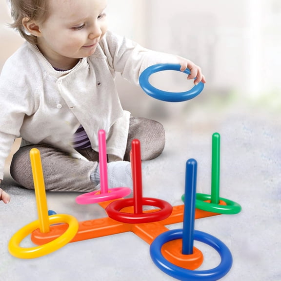 Ring Hook Game,Hook and Ring Game Outdoor,Canping Family Ring Toss Game Outdoor Throwing Hoop Set with Pegs for Lawns Party Carnival Activities(Multicolor)