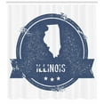 thumbnail image 3 of Illinois Shower Curtain, Grunge American State Flag Travel Rubber Stamp Country Emblem Map Print, Fabric Bathroom Set with Hooks, 69"W X 84"L Extra Long, Persian Blue White, by Ambesonne, 3 of 3