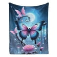 thumbnail image 2 of Butterfly Flannel Print Blanket, Soft And Warm Blanket Nap Blanket for Sofa Sofa Office Bed Camping Trip, Multi-Purpose Gift Blanket for All Seasons, 2 of 6