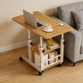 thumbnail image 1 of QinaQin Table d'Appoint en Forme de C à Hauteur Réglable, Table pour Portable à Roulettes, Plateau Inclinable et Étagères Intégrées, 1 of 9