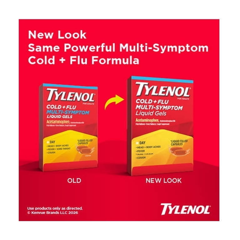 トルケル Tylenol Cold + Flu Multi-Symptom Relief Liquid Gels Day, 24 Count