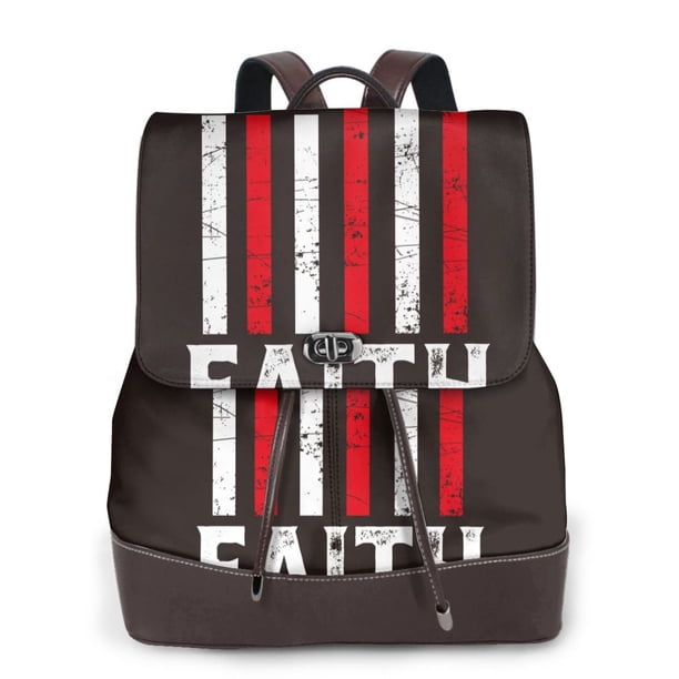 Balery USA Flag Cross Mochila de Cuero para Mujeres, Gran Capacidad, Bolsa de Viaje Multifuncional, Mochila de Cuero y Bolsa de Hombro para Mujeres