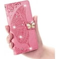 thumbnail image 5 of Wallet Case for Google Pixel 8 Case Crystal Glitter Bling with Card Holder Stand Leather Flip Wallet Phone Case Diamond Butterfly Protective Case for Google Pixel 8 Crystal Pink, 5 of 15