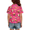 thumbnail image 5 of Girls Polo Shirt Henley Short Sleeve Cute Cartoon Animal Print T Shirts Button Closure Comfy Active School Uniform, 160, 5 of 5