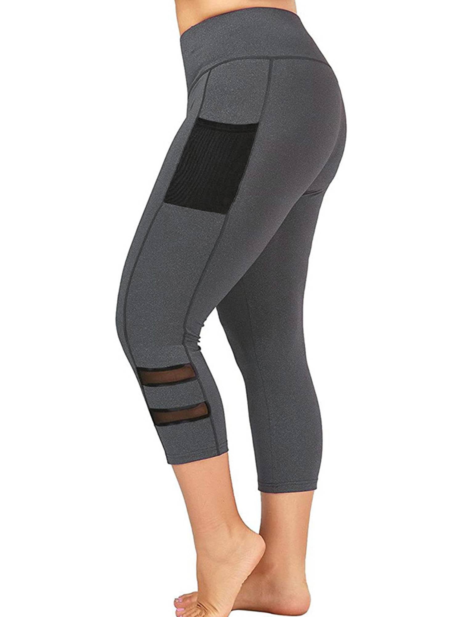 ORQ Womens Plus Size Yoga Pant Stretch Activewear Capri Leggings with