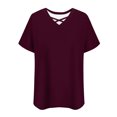 thumbnail image 4 of Annhoo Women'S Plus Size Tops V-Neck Oversized Short Sleeve T-Shirts Summer Going Out Blouse Loose Tunic, 4 of 6