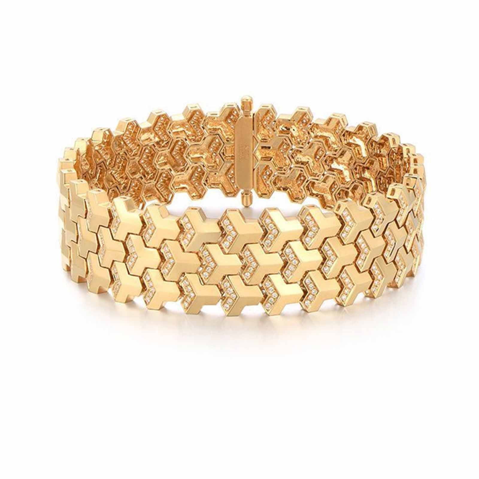 Men Geometric Link Bracelet, Handmade Modern Out Jewelry Accessories for Men Silver 6.5 inches