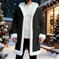 thumbnail image 5 of Men Christmas Long Cardigan Hooded Jackets Fleece Lined Santa Xmas Coat Open Front Hoodies Jacket with Pockets Black 4XL, 5 of 8