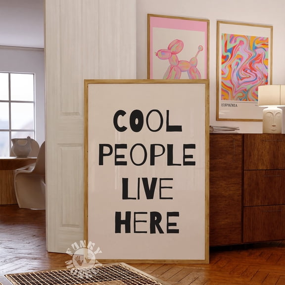 Cool People Live Here Poster Trendy Wall Art Retro Art Poster Typography Poster Dorm Room Decor Minimalist Poster, Poster Home Decor, Poster Only