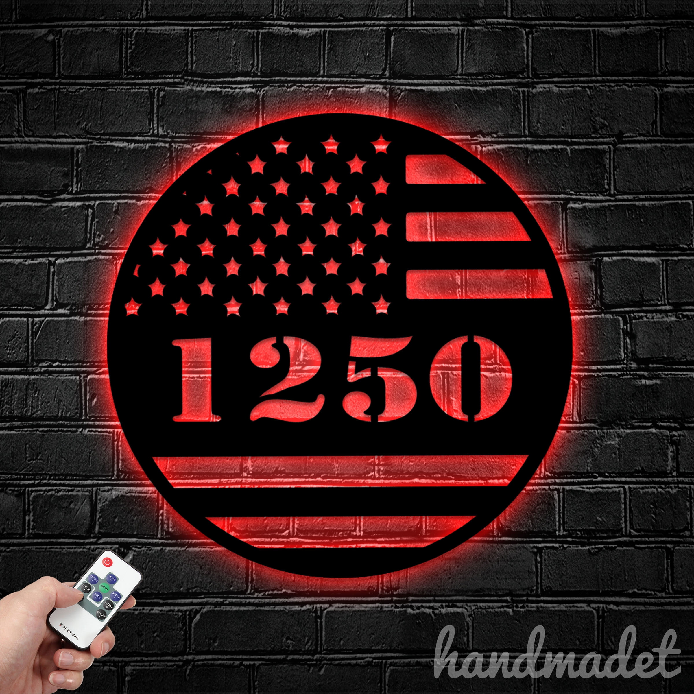 Handmadetneonsign American Flag Address House Number, Flag Home Address Metal, American House Address 63480