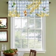 thumbnail image 3 of 2 Pack Valances for Window, Forsythia Flowers Short Curtains for Kitchen Bedroom Living Room, Spring Yellow Floral Hummingbird Blue Plaid Rod Pocket Small Window Treatment Valance Drapes 42 x 18 Inch, 3 of 8
