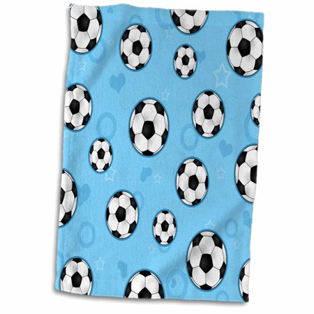 3dRose Cute Blue Soccer Star Print - Towel, 15 by 22-inch
