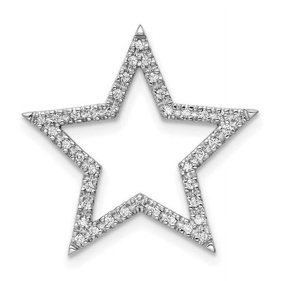 Finest Gold 14K White Gold Large Diamond Star Chain Slide Pendant