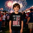 thumbnail image 2 of Boy Shirts Kids Independence Day Patriotic Casual Tee Shirt Stars and Stripes Usa 250Th Anniversary Crew Neck Short Sleeve for Boys Girls Black 3 Years-4 Years, 2 of 4