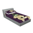 thumbnail image 2 of Ambesonne Sloth Fitted Sheet & Pillow Sham Set, Funny Cartoon Scenery, Twinxl, Multicolor, 2 of 2